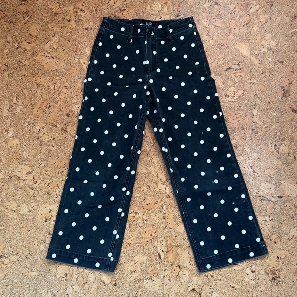 Paige black and white polka dot wide leg pants